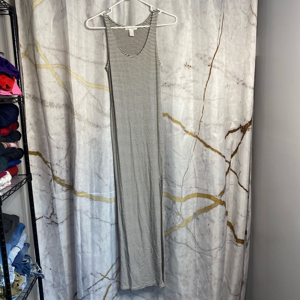 Slit stripped dress